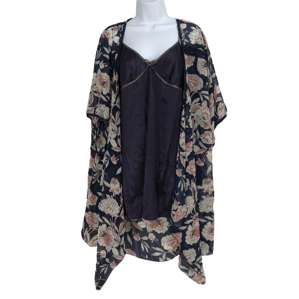 Stitch Fix Emory Park Caley Open Front Blue Floral Kimono Duster Sz XL